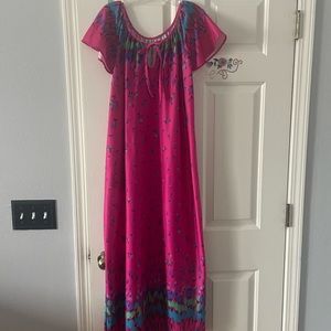 Vintage House Dress MuMu Colorful Floral Medium Nightgown Robe by Granada Retro